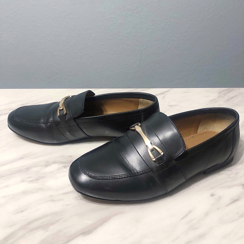 Black ASOS leather loafers WIDE FIT